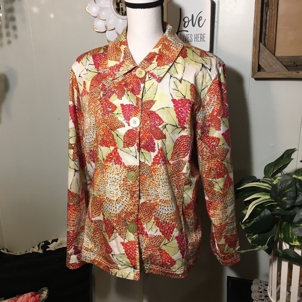 Chico’s Oversized Button Front Beaded Jacket